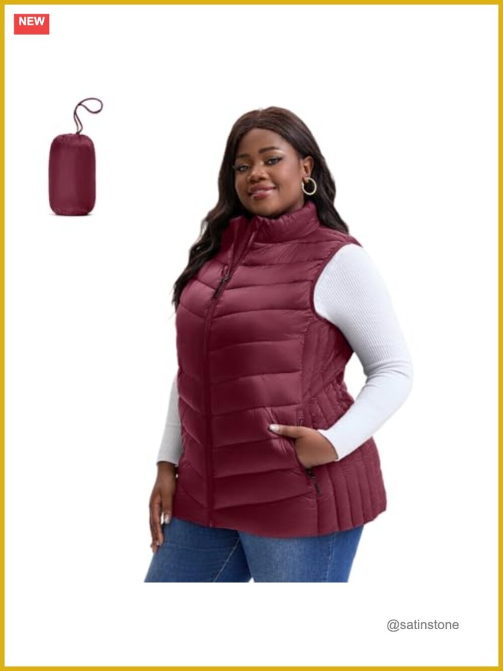 Plus Size Puffer Vest Women 1X-5X Water-Resistant Puffy Winter Vest Packable